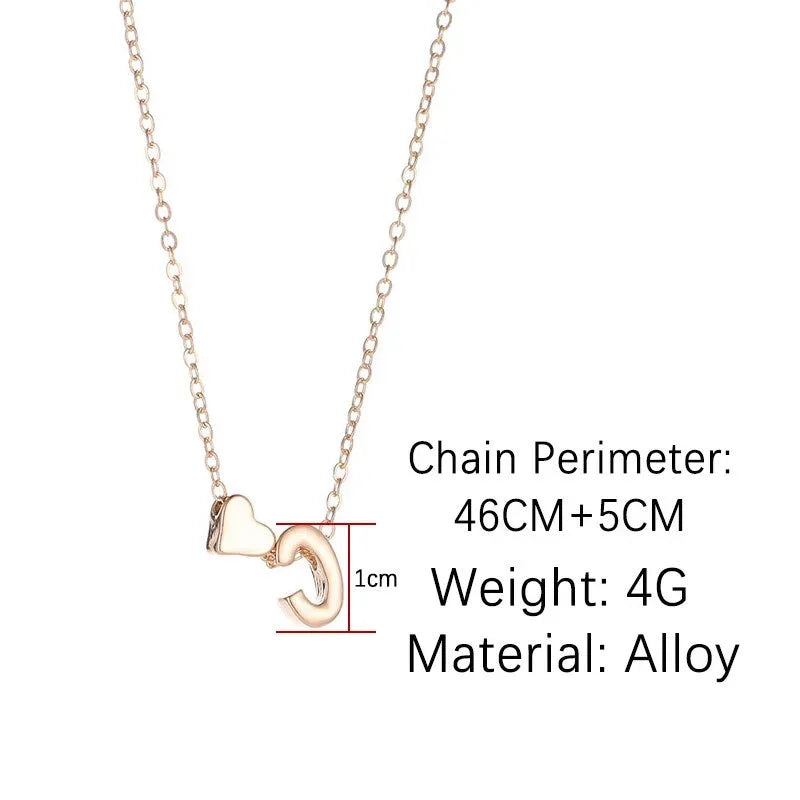 Tiny Heart Initial Name Necklace