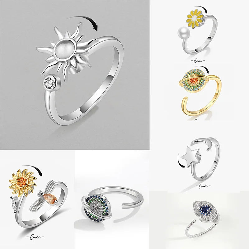 Magnetic Sunflower Spinner Ring Classic