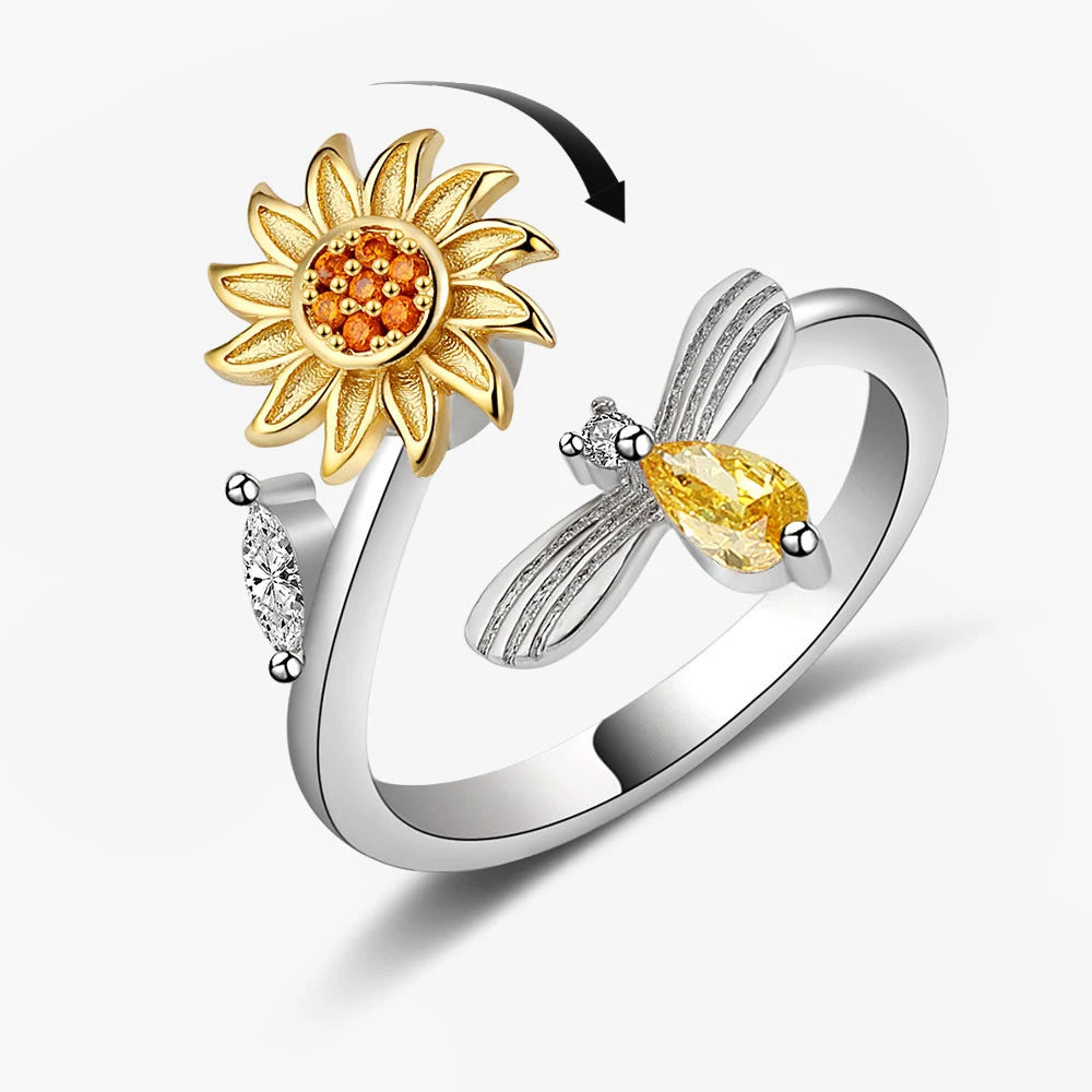 Magnetic Sunflower Spinner Ring Classic