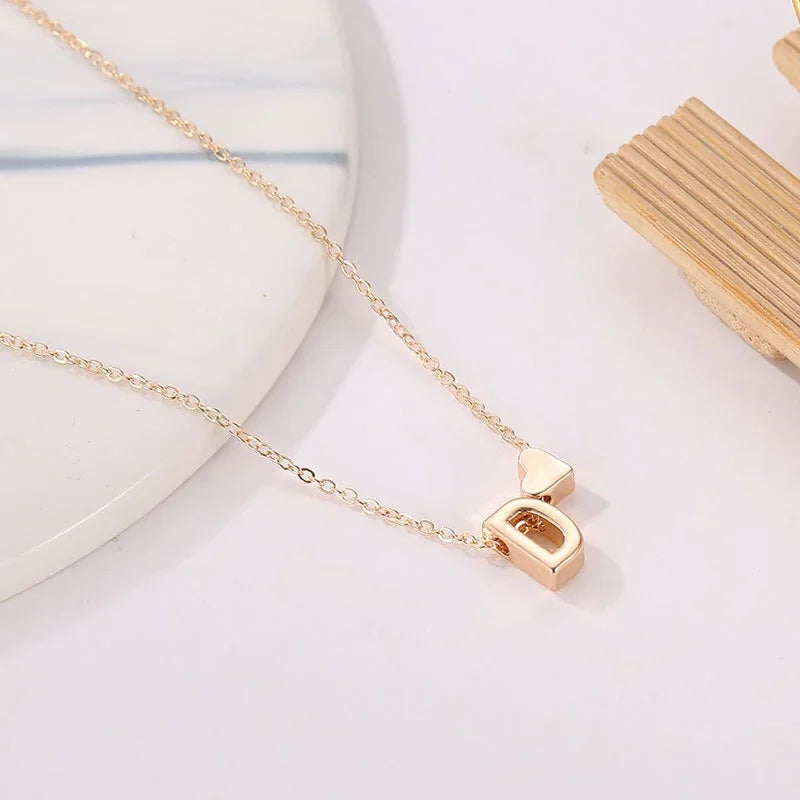 Tiny Heart Initial Name Necklace