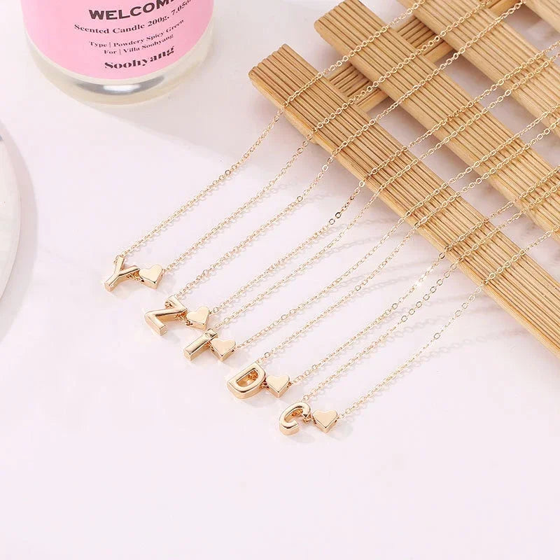 Tiny Heart Initial Name Necklace
