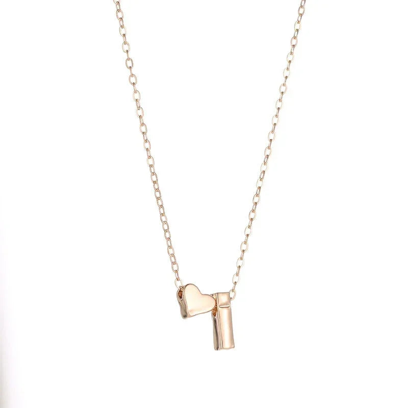 Tiny Heart Initial Name Necklace